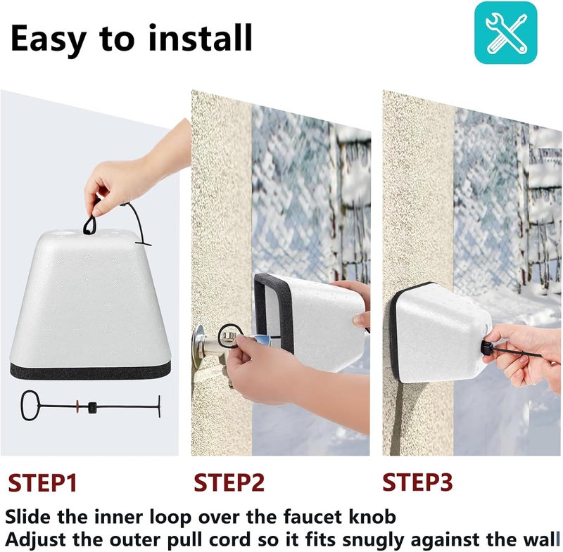 RGJ Outdoor Faucet Covers for Winter, 2 Pack Insulated Foam Faucet Cover Freeze Protection, Reusable Winter Spigot Covers Water Pipe Cover Hose Bib Covers（White） - Image 5